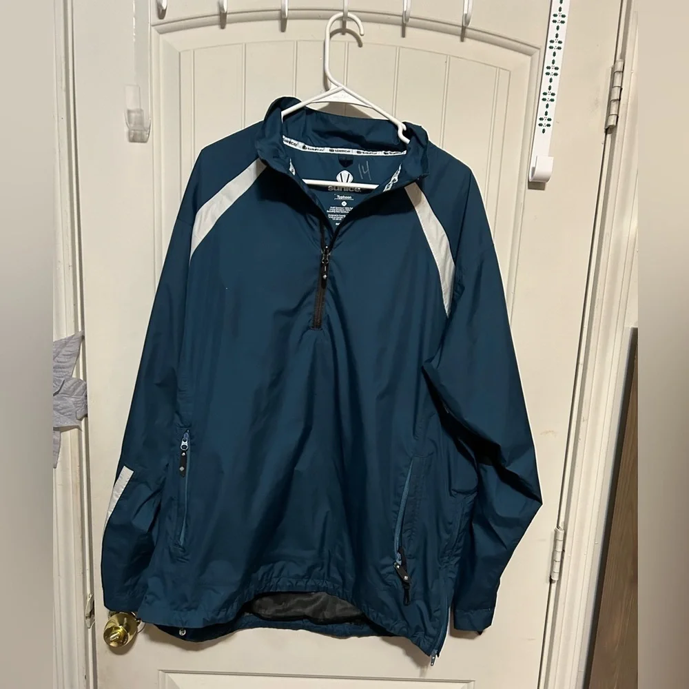 Sunice Men's Dark Blue Windbreaker with White Accents